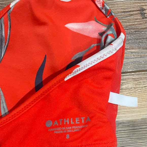 Athleta Waimea Halter Bikini Top Orange Floral Resort Size Small Padded EUC - Picture 3 of 3